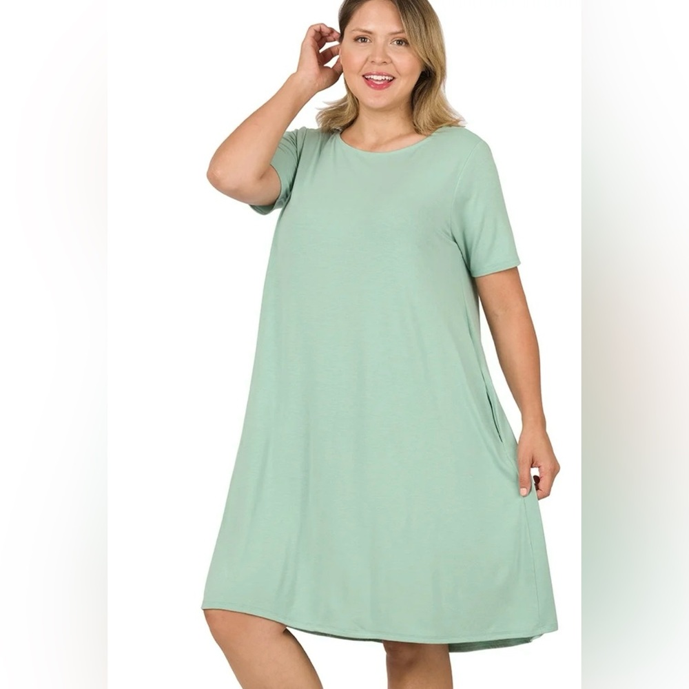 Zenana T-Shirt dress Teal With Pockets Size 2X